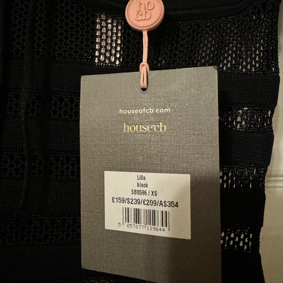 NEW HOUSE OF CB LILLA BLACK OPENWORK KNIT
MIDI DRESS SIZE XS - Picture 7 of 15